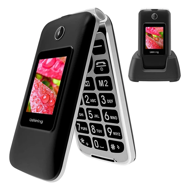 Teléfono móvil Uleway para personas mayores con tapa, teclas grandes, pantalla de 2.8 pulgadas, botones SOS, cámara, fácil de usar, teléfonos básicos para ancianos - Negro