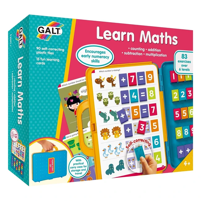 Galt Toys Learn Maths - Kids Math Learning Set - Ages 4+ - 83 Exercises - Number Tiles