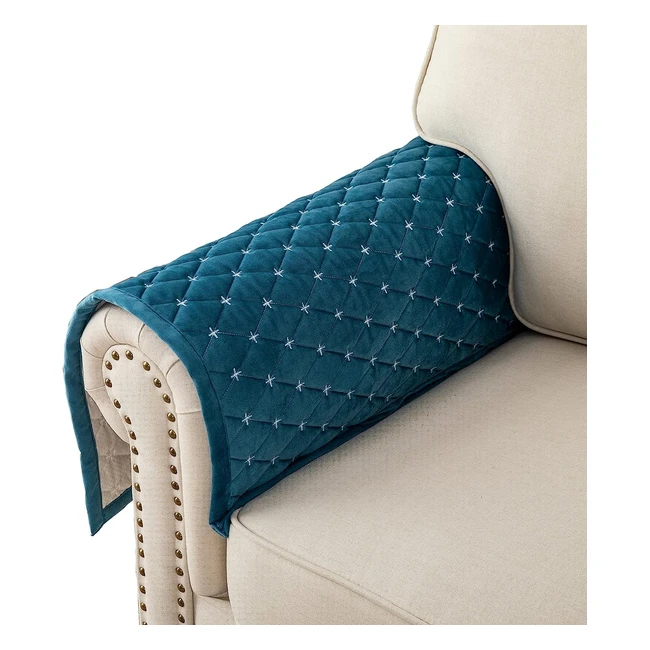 Housse d'accoudoir Eismodra pour canapé 3 places - Antidérapante en velours lavable - Bleu 70x70 cm