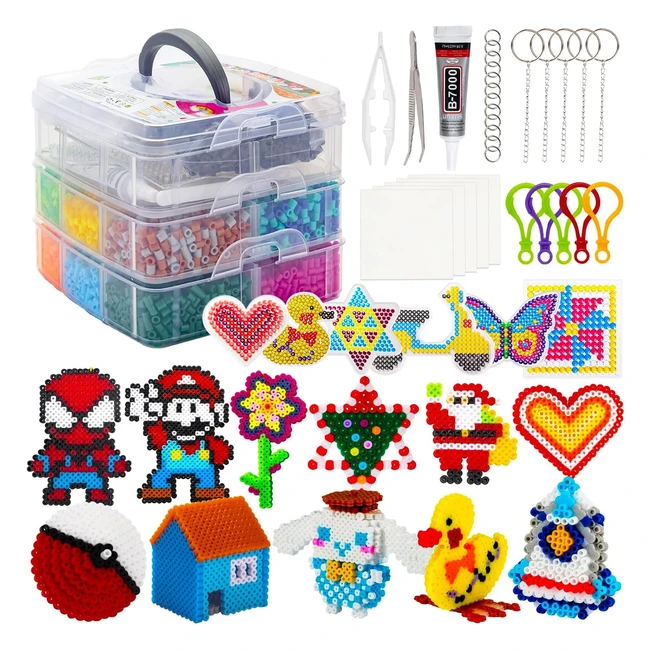 Ensemble de perles repasser 10600 pices avec bote de rangement - DIY bijoux 