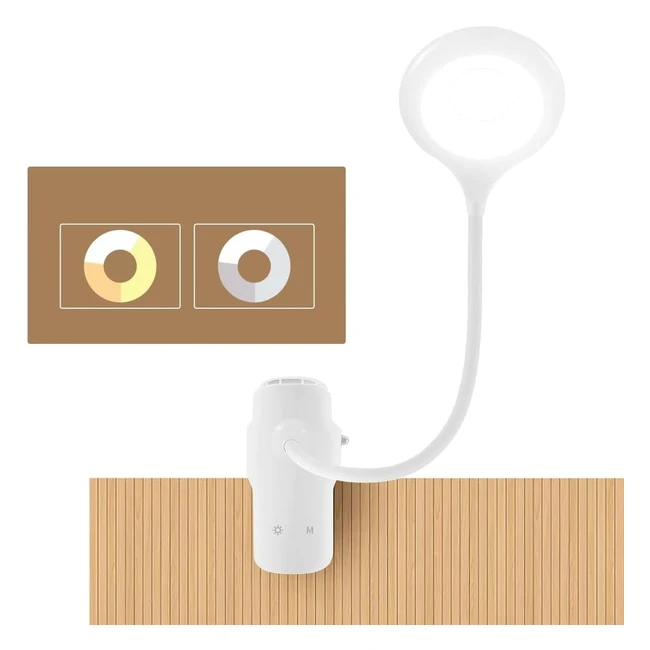Luz de Lectura Timaiye con Clip - 20 LED, 3 Colores y 3 Brillos, Bloqueo de Luz Azul, Recargable USB