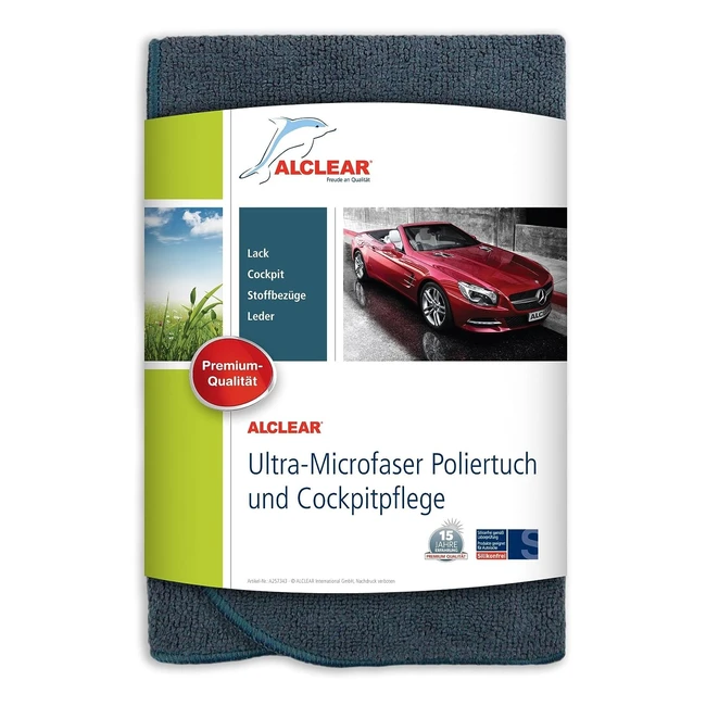 Alclear A257343 Ultra Microfaser Poliertuch & Cockpitpflege 40 cm x 40 cm