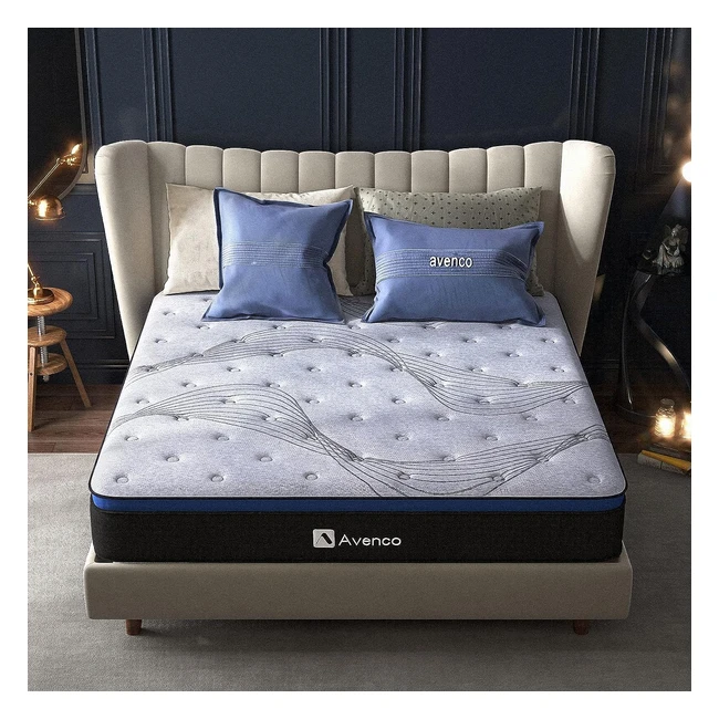 Matelas Avenco 90x200 - 24cm épaisseur - Ressorts ensachés 3 zones - Mousse de charbon de bambou - Mousse mémoire de forme en gel - Soutien parfait - Gris