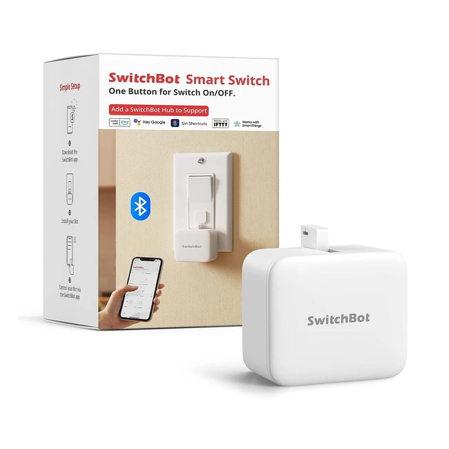 SwitchBot Smart Switch Button Pusher - Automatic Light Switch Timer - Works with Alexa, Google Home - White