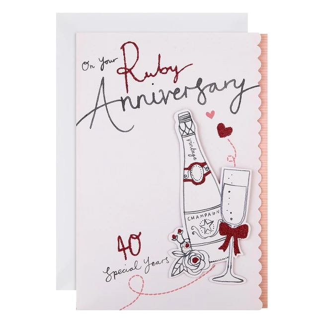 Biglietto Anniversario Matrimonio Rubino Hallmark 3D - Design Elegante