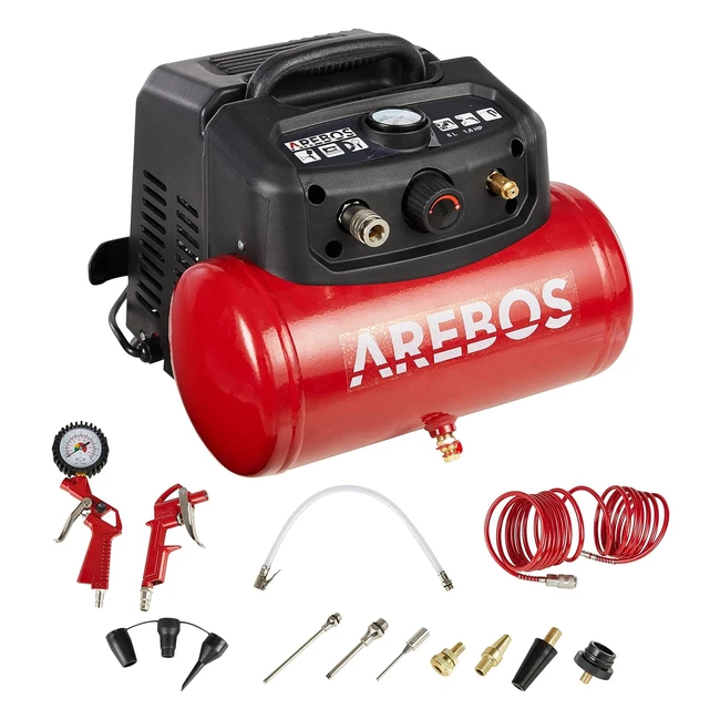 Compresseur d'air Arebos avec kit d'accessoires 13 pièces - Capacité 6L