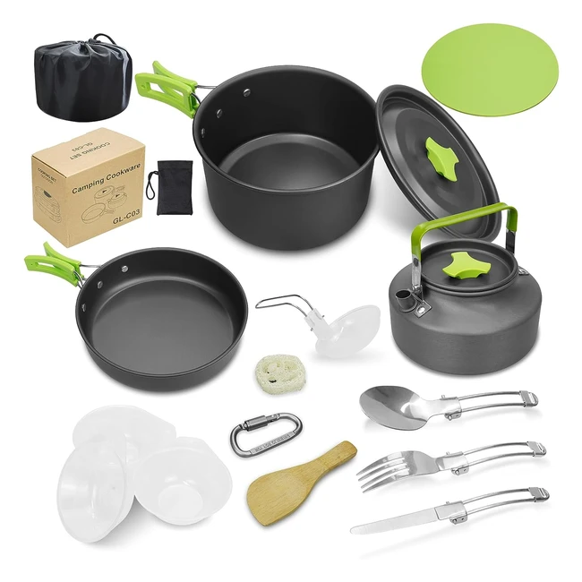 Camping Kochgeschirr Set 14tlg - Edelstahl Kochausrstung fr Outdoor - Platzs