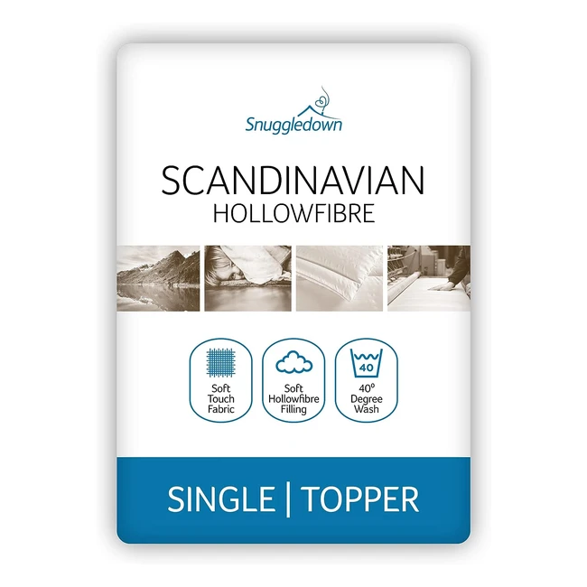 Snuggledown Classic Hollowfibre Mattress Topper - Bed White Single - Prolong Mattress Life - Extra Comfort & Support