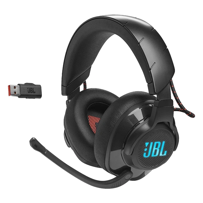 JBL Quantum 610 Over-Ear Gaming Kopfhörer - Wireless 2.4 GHz und 3.5 mm Klinke - Hochklappbares Boom Mic - Quantumsurround Sound - Schwarz