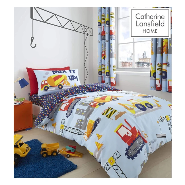 Catherine Lansfield Construction Easy Care Junior Duvet Set - Blue - 2 Pcs
