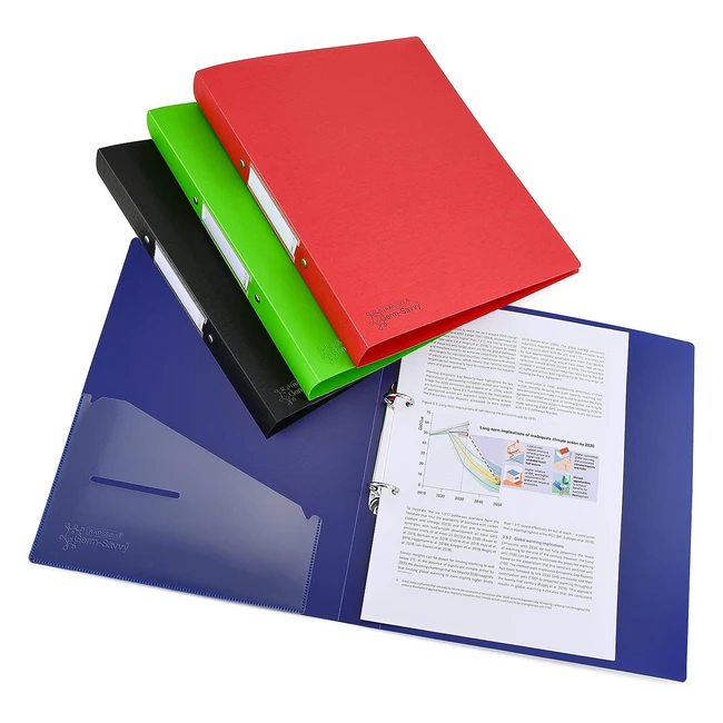 Rapesco 1658 Germsavvy Antibacterial A4 2-Ring PP Ring Binder - Set of 4