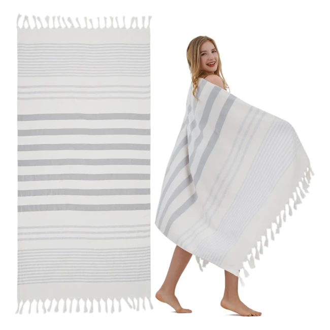 Toalla playa suave Winthome, algodón ligero, ahorra espacio, absorbente y secado rápido, libre de arena, toalla de baño turco para mujer hombre 1pack 150x75cm