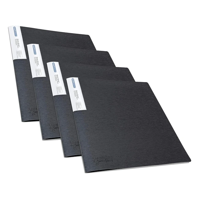 Rapesco 1642 Germsavvy Antibacterial A4 Display Book - 10 Pocket - Black - Save 