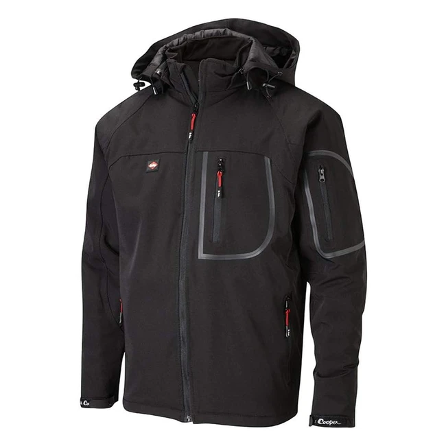 Lee Cooper Herren wasserdichte Softshell-Jacke Schwarz 2XL - Winddicht atmungsa