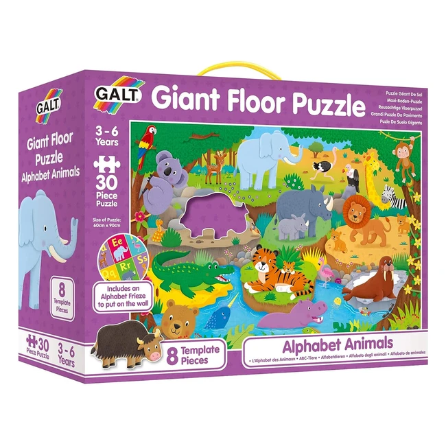 Galt Toys Giant Floor Puzzle - Alphabet Animals  Ages 3  Engaging Puzzle Fun