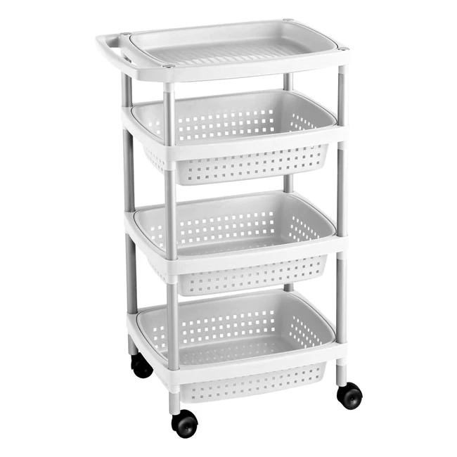 Chariot de rangement  lgumes 4 niveaux blanc plastique 52x36x80 cm