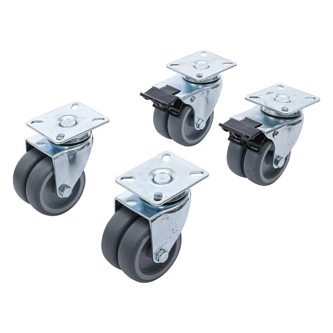 BGS DIY 81940 Doppellenkrollensatz fr Strandkrbe 75 mm 4tlg