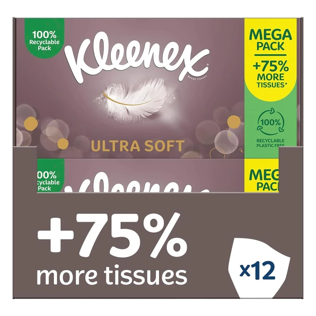Kleenex Ultra Soft Tissues - Mega Pack, 112 Sheets/Box - Silky & Gentle
