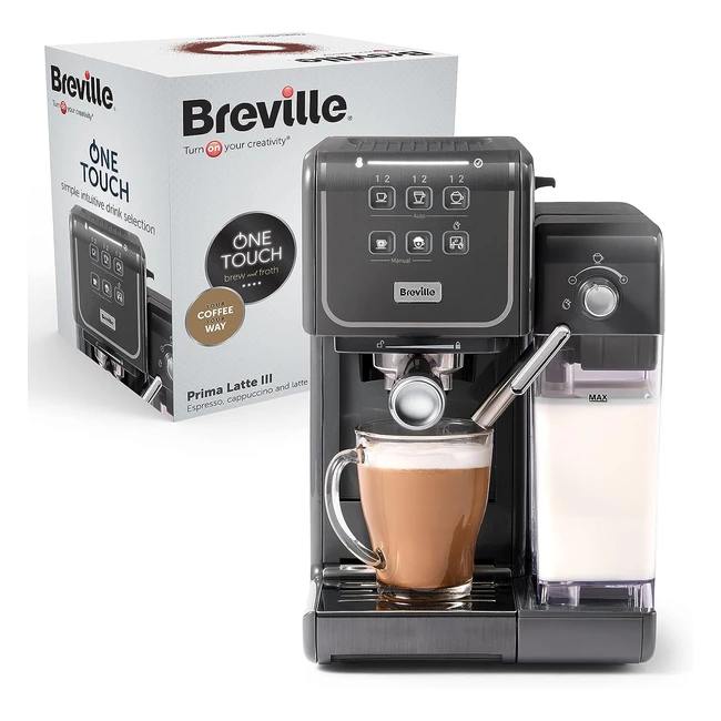 Machine à café Breville Prima Latte III - Expresso, cappuccino et latte - Pompe italienne 19 bars - Mousseur de lait automatique - Gris