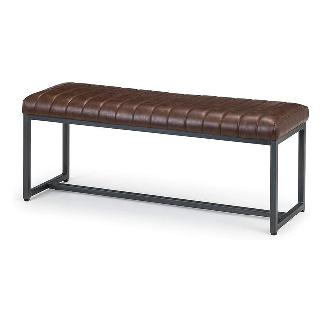 Julian Bowen Brooklyn Upholstered Bench - Vintage Brown, Height 47cm, Width 121cm, Depth 41cm