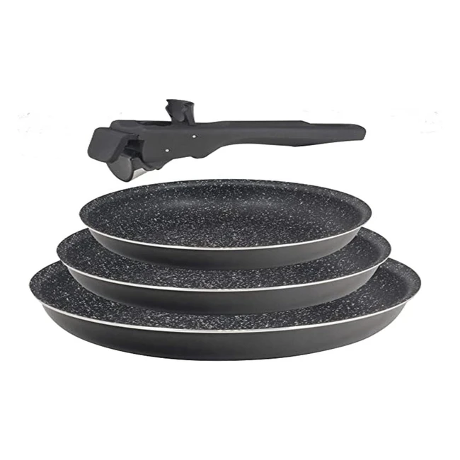 Bergner Click Cook - Lot de 3 poêles en aluminium pressé et antiadhésif