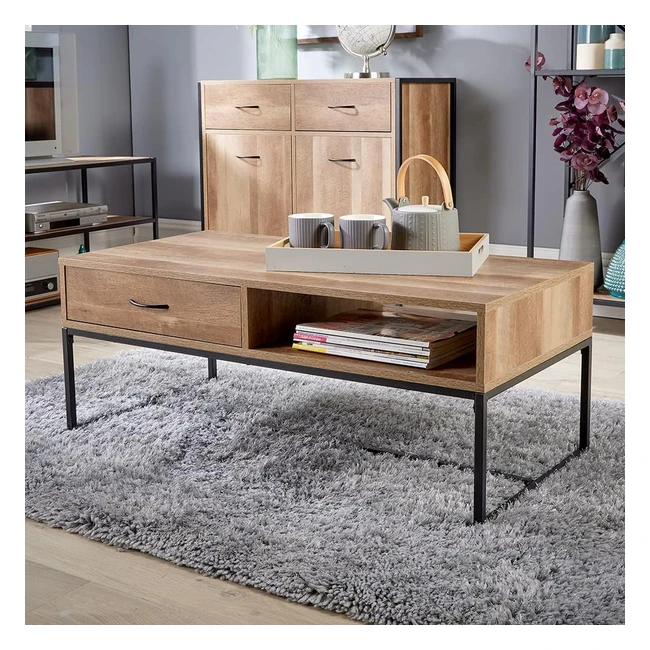 Modern Coffee Table with Storage Drawer - Weathered Oak - Home Source