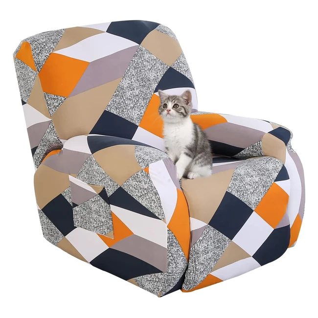 Housse de Fauteuil Relax Extensible - Confortable et Durable - Géométrie Orange