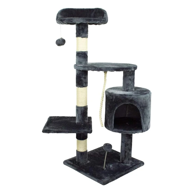 Arbre à chat Mobiclinic Pets mod. Silvestre - Marque Européenne - Griffoir pour chat moyen - 3 hauteurs - Plateformes et abris - Détressant - Corde en sisal - Gris