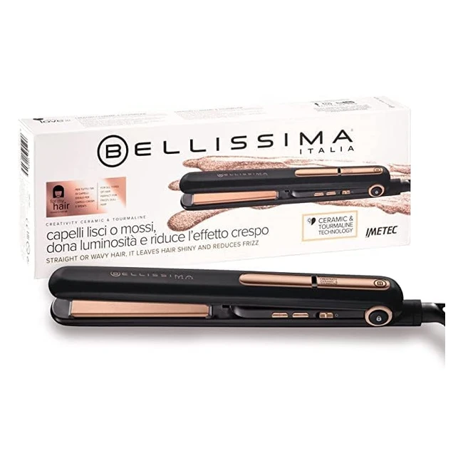 Lisseur Bellissima Imetec Creativity Ceramic Tourmaline Fer - Chauffage Rapide - Réglage Température 150°C à 230°C