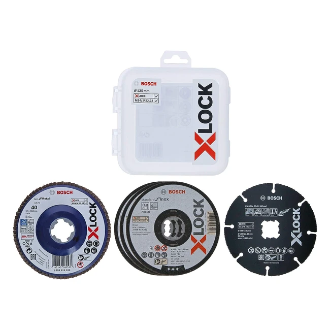 Bosch Professional 5-teiliges X-Lock Schleifscheiben Set Edelstahl Metall Ø 125 mm Zubehör Winkelschleifer