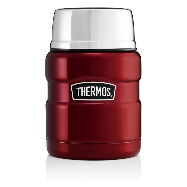 Thermos Stainless King Food Flask - Cranberry Red - 0.47L - Keeps Food Hot for 9 Hours - Durable Stainless Steel