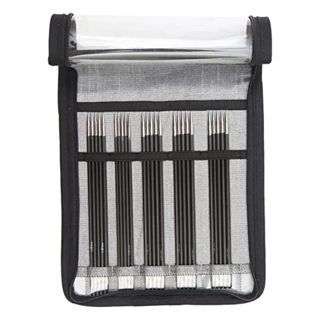 Agujas de Tejer Knit Pro Karbonz 15 cm - Negro y Plateado