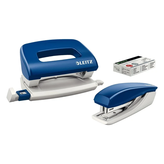 Leitz 5507 Locher und Hefter Set inkl. Aufbewahrung, Klammern und Klammerentferner