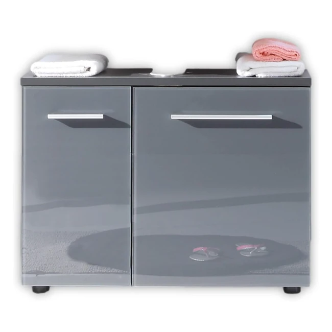 Stella Trading Grey Badezimmer Grau mit Glasfrontbad Unterschrank 2trig