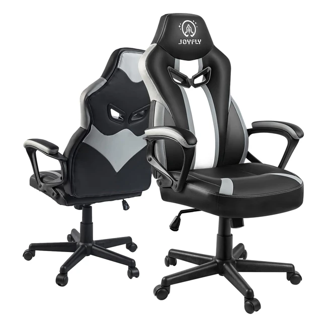 Joyfly Bürostuhl ergonomischer Gaming-Stuhl mit Lordosenstütze, höhenverstellbar, Rennstil für Erwachsene und Jungen, Schwarz