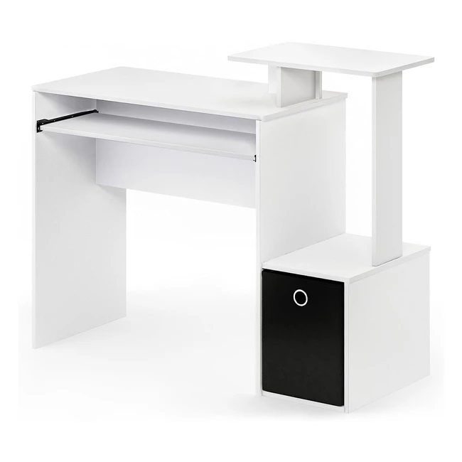 Furinno Econ Multipurpose Home Office Computer Writing Desk - Compact Size, Keyboard Tray, Storage Bin
