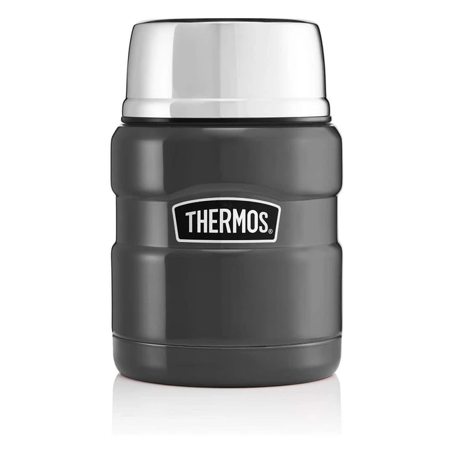 Thermos Food Flask Gun Metal - Retains Hot for 9 Hours - Cold for 14 Hours