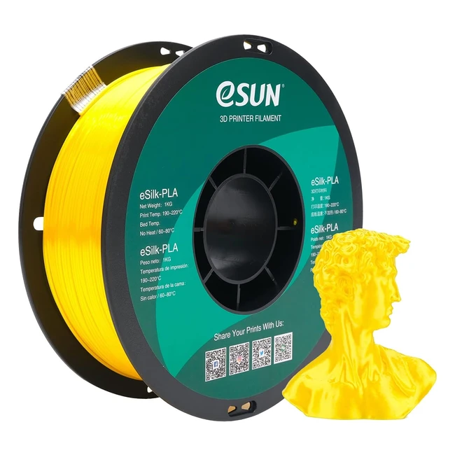 Filament PLA Soie 175mm - Brillant et Soyeux - Impression 3D Prcise - Jaune S