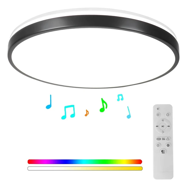 Plafonnier Bluetooth 24W Horevo avec Hautparleur - Musique, Télécommande, Changement de Couleur