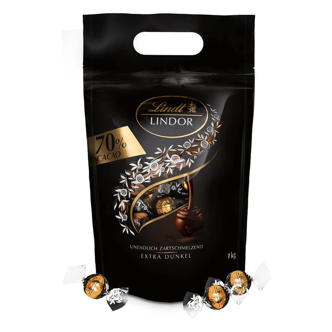 Lindt Lindor Bombones Chocolate Negro 70 1kg - ¡Intensidad y cremosidad en cada bocado!