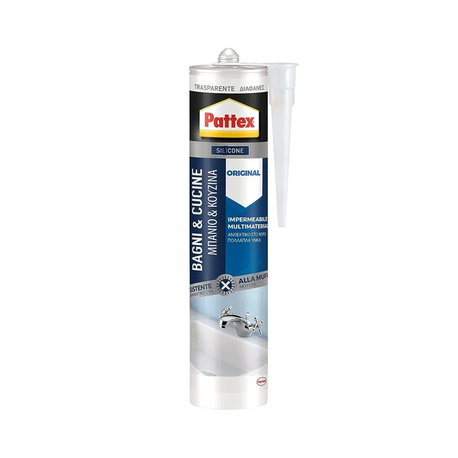Pattex Bagnicucine Silicone Trasparente - Resistente Muffa - Impermeabile - 280m