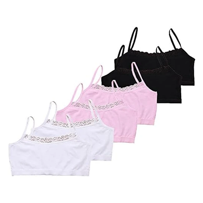 Ensemble de 6 brassières en dentelle pour filles Bevalsa, soutien-gorge de sport uni, basique, haut bandeau, lingerie 10-14 ans