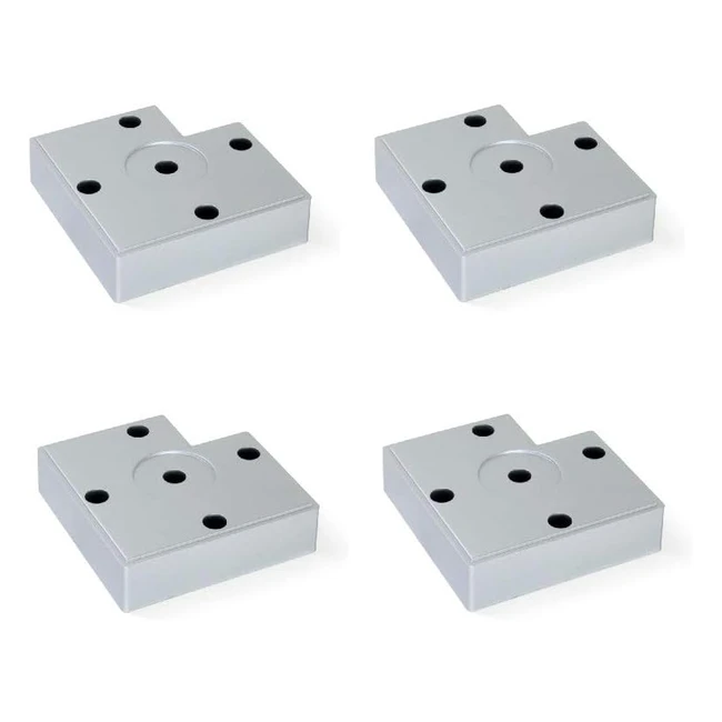 Pies para muebles Emuca Gris Metalizado Altura 15mm Lote de 4