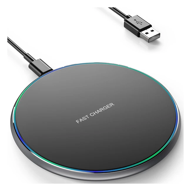 Chargeur sans fil Grise Gray - 15W - Compatible avec iPhone Samsung Galaxy LG