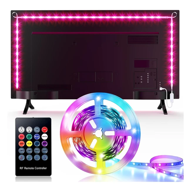 Enteenly 2m TV LED Strip 4x50cm USB TV Backlight 4 Musikmodi 8 Farbwechsel RGB LED Strip für 40-60 Zoll TV mit Fernbedienung DIY Dekoration für Zimmer