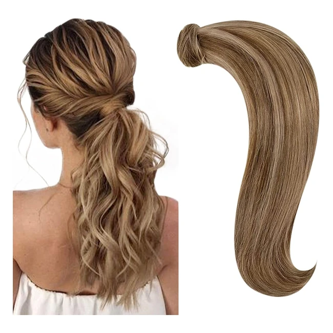 Queue de cheval naturelle 70g - Cheveux humains blond dor - Extension wrap aro