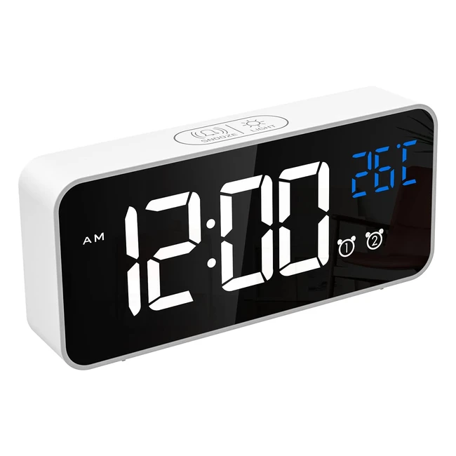 Chereeki LED Digitaler Wecker mit Temperaturanzeige tragbarer Spiegelwecker mit