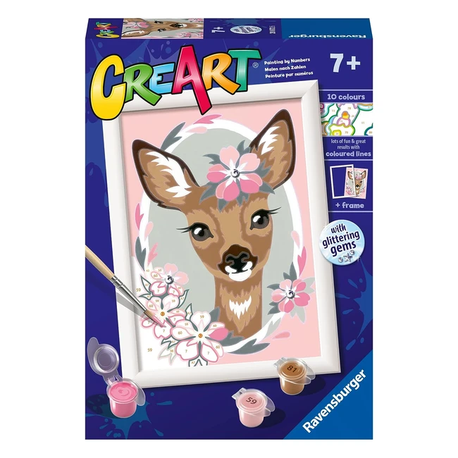 Kit de pintura por números Ravensburger Creart Serie E Cervatillo - Juego creativo para niños y niñas de 7 años