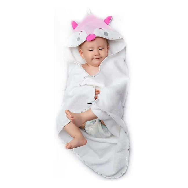 Asciugamano Neonati Sweety Fox 100% Cotone Bio 70x70 cm - Rosa