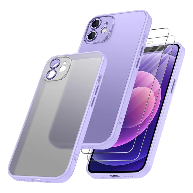 Coque de protection pour iPhone 12 - Mince antichoc verre tremp pourpre